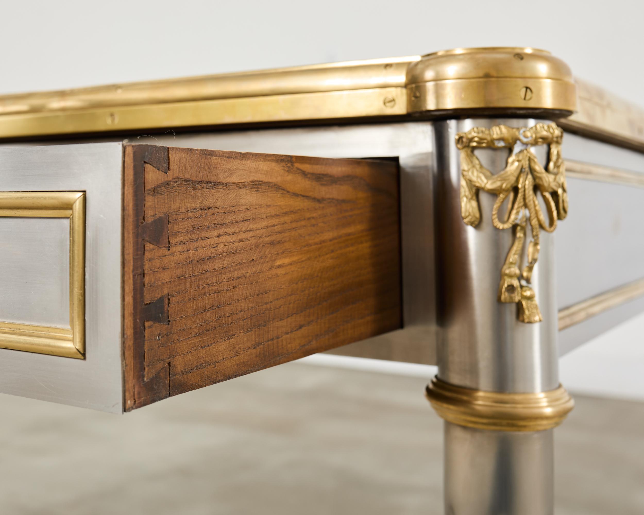 John Vesey Steel Bronze Neoclassical Style Library Table Desk For Sale 5