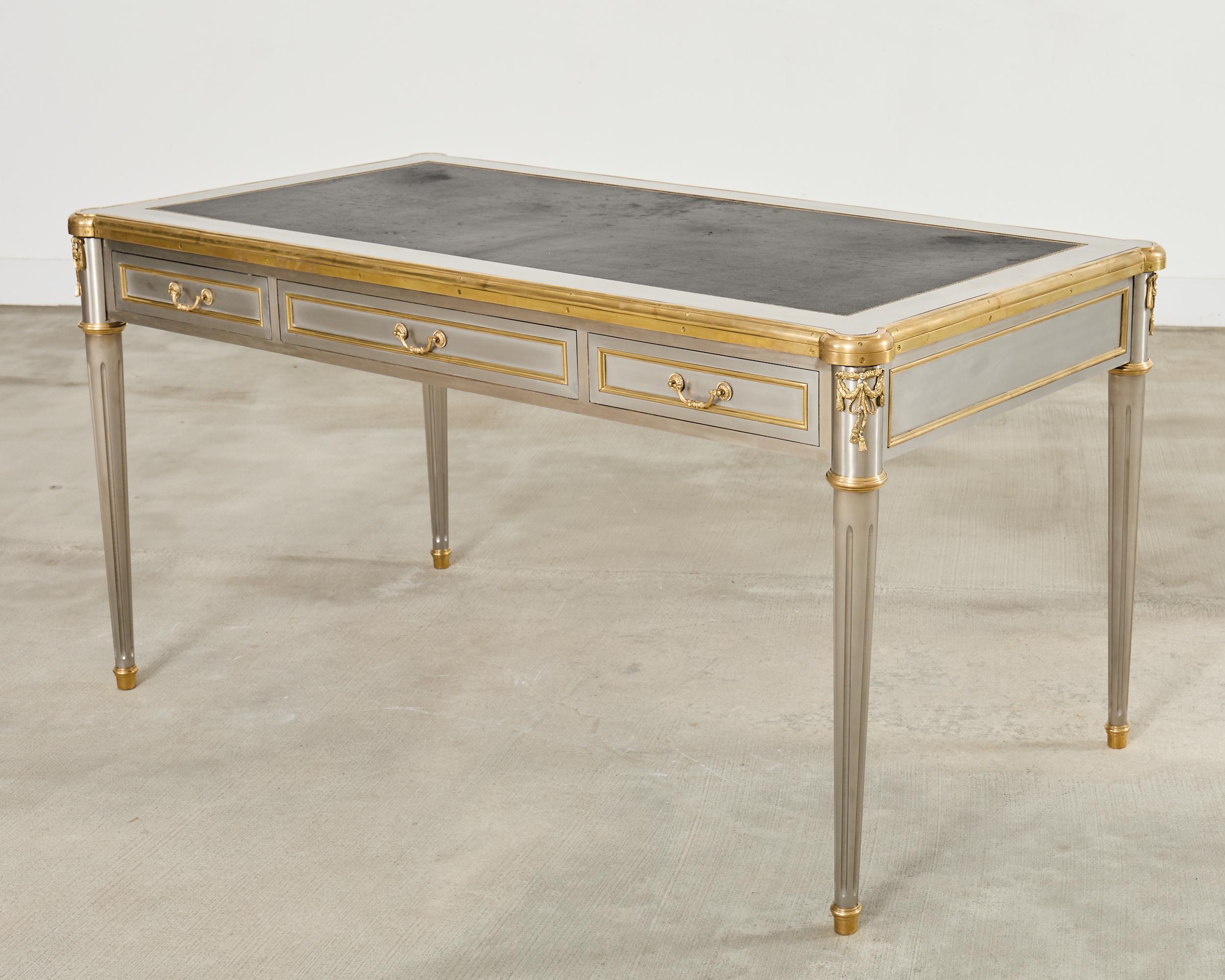 American John Vesey Steel Bronze Neoclassical Style Library Table Desk For Sale