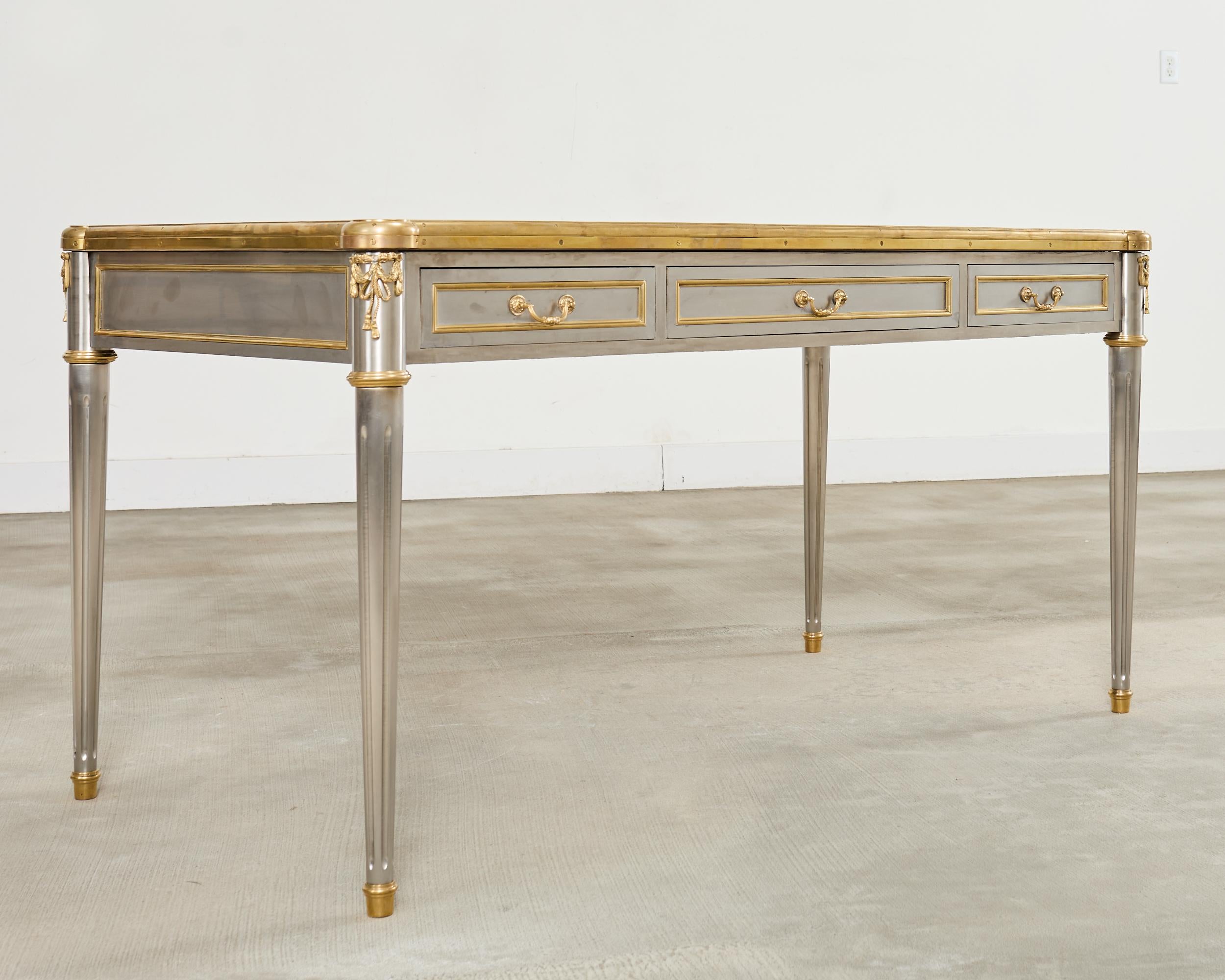 John Vesey Steel Bronze Neoclassical Style Library Table Desk In Good Condition For Sale In Rio Vista, CA