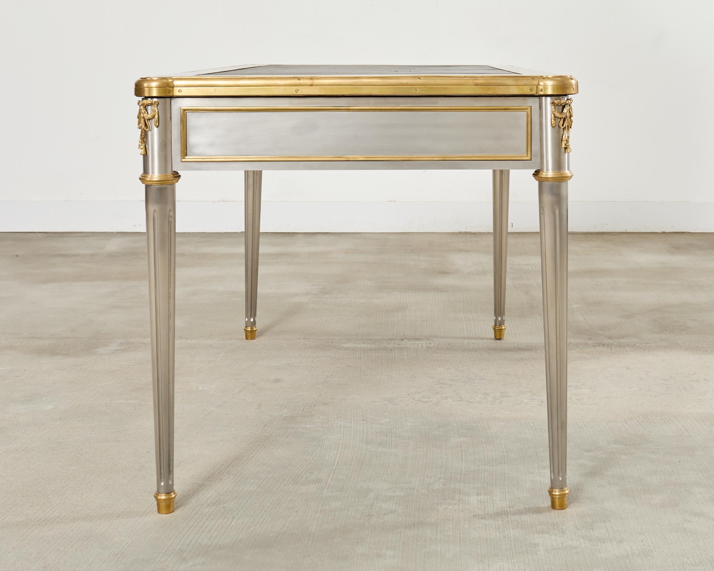 20th Century John Vesey Steel Bronze Neoclassical Style Library Table Desk For Sale