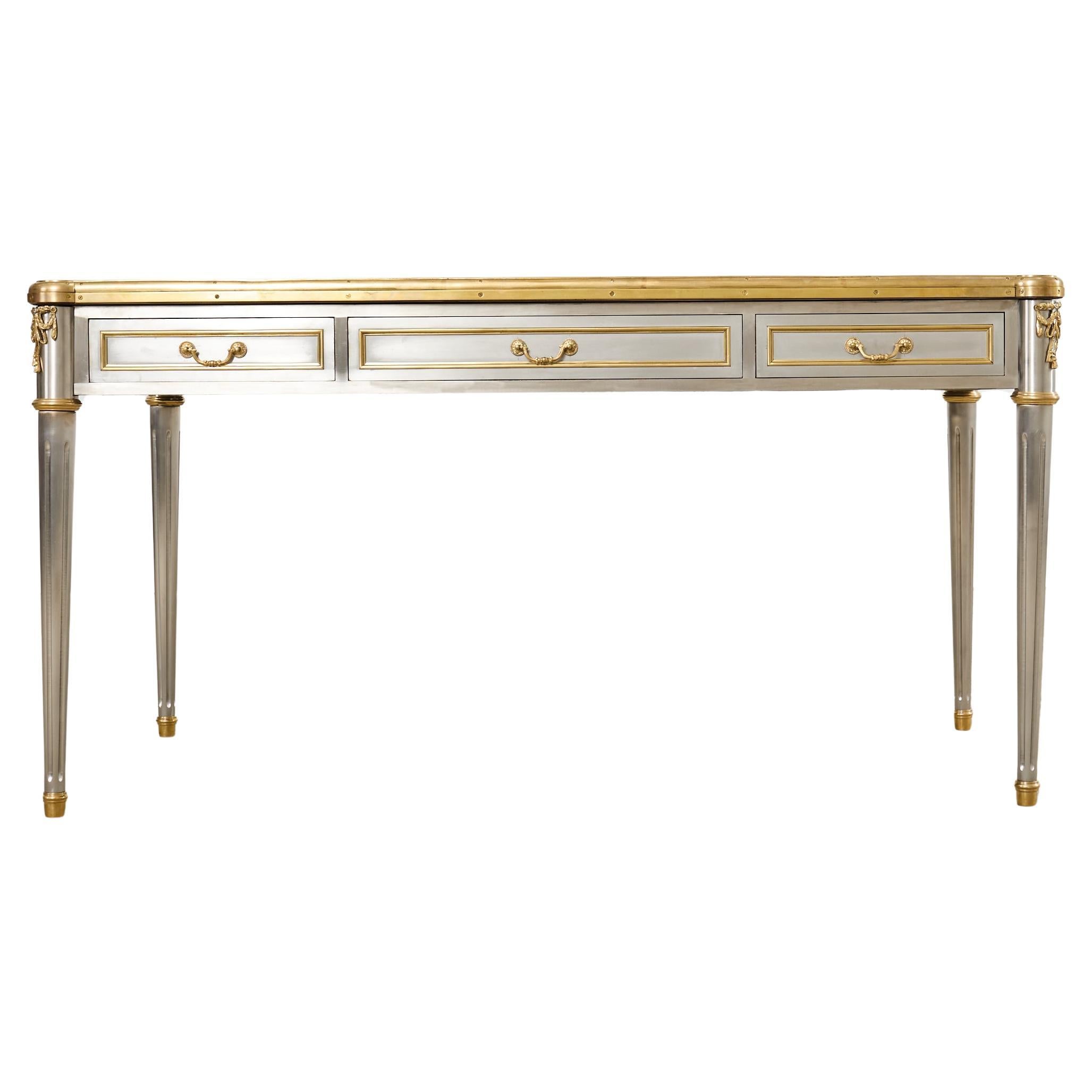 John Vesey Steel Bronze Neoclassical Style Library Table Desk For Sale