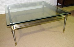 Square Steel Brass French Directoire Style Coffee Table Attributed John Vesey