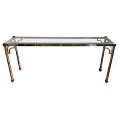Vintage John Vesey Style Mid-Century Modern Brass Chrome & Glass Console Table, 1970s