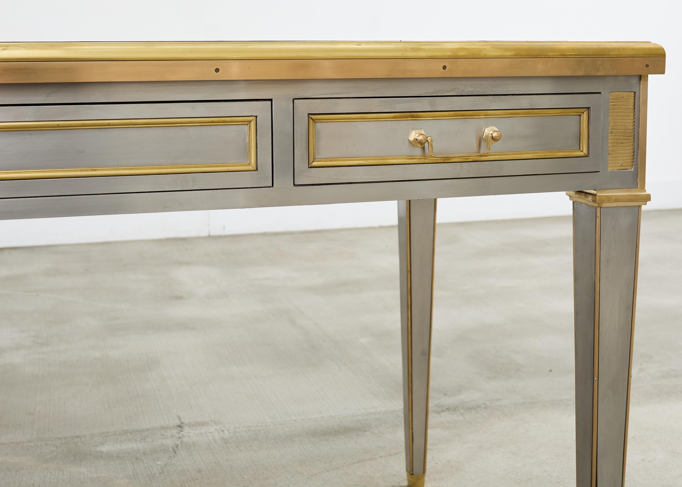 John Vesey Style Steel Bronze Mounted Library Table Desk For Sale 3