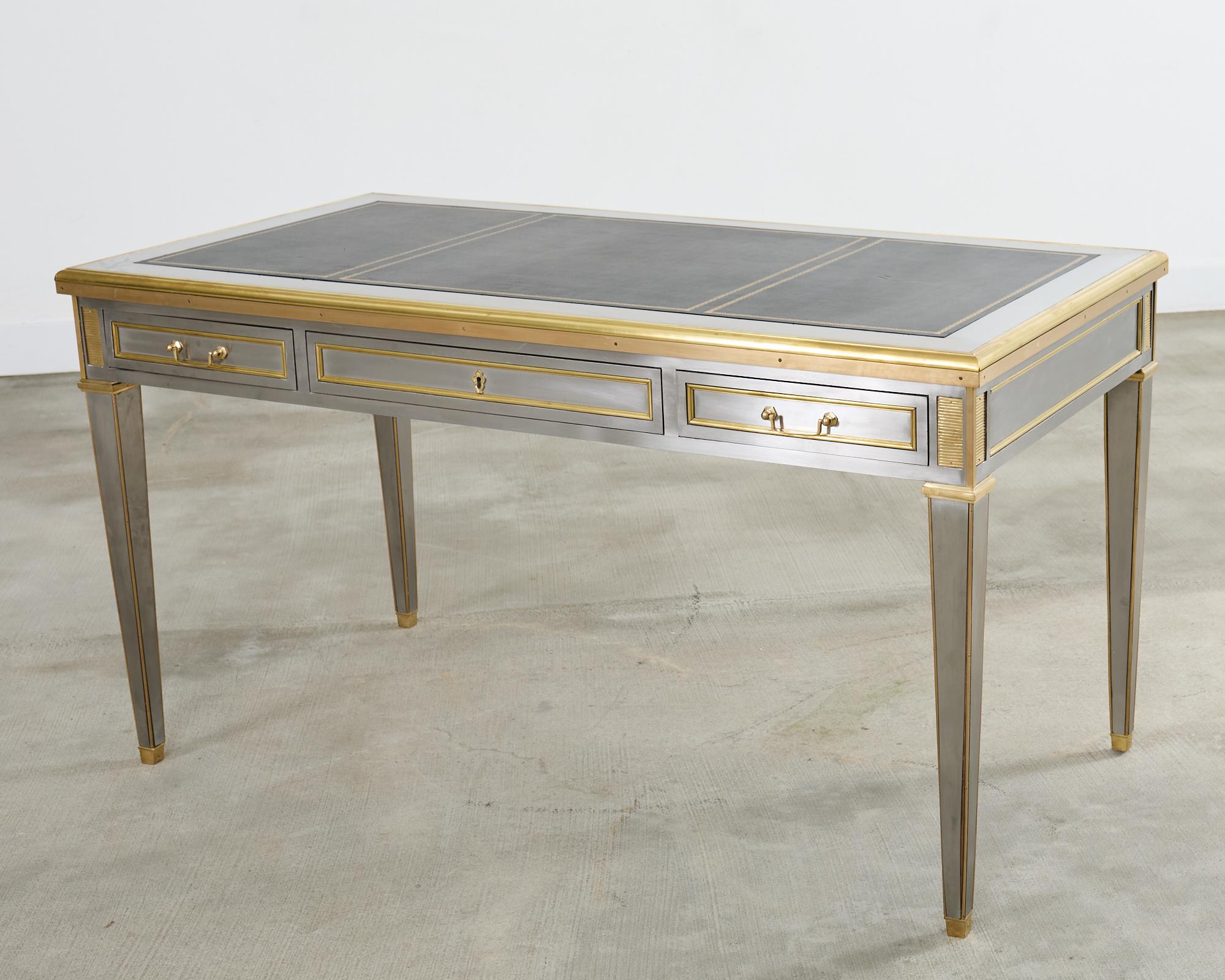 John Vesey Style Steel Bronze Mounted Library Table Desk For Sale 5