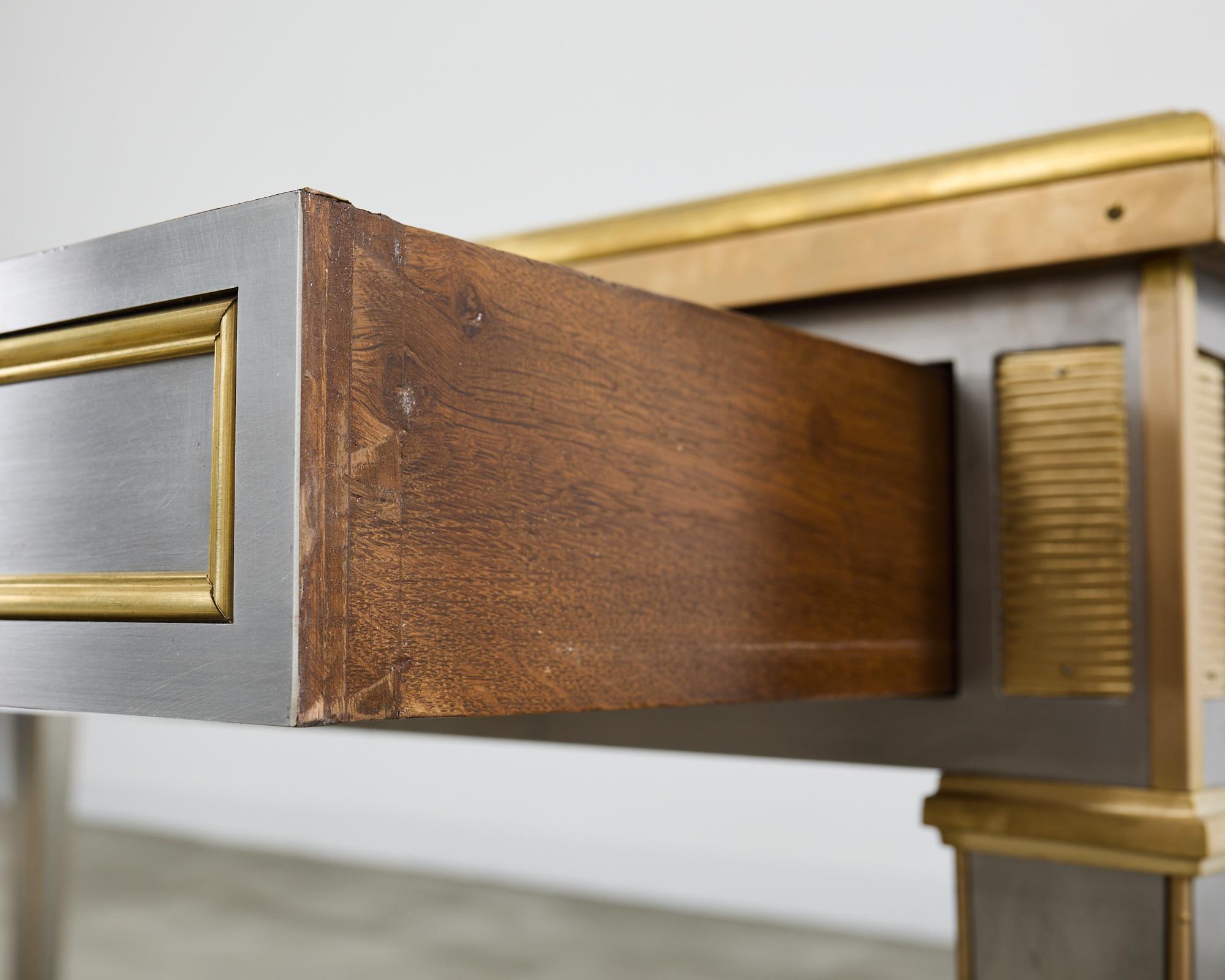 John Vesey Style Steel Bronze Mounted Library Table Desk For Sale 6
