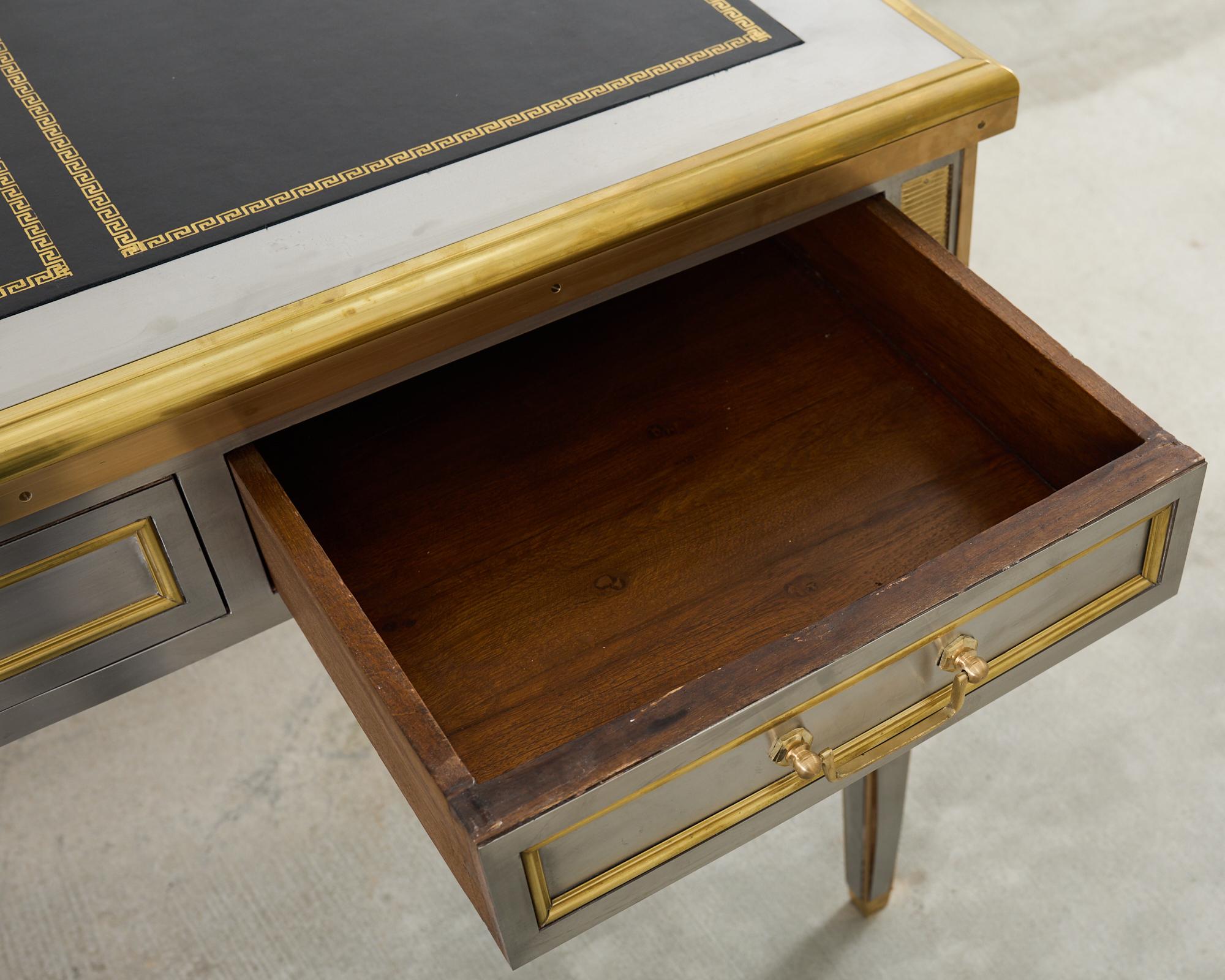 John Vesey Style Steel Bronze Mounted Library Table Desk For Sale 8