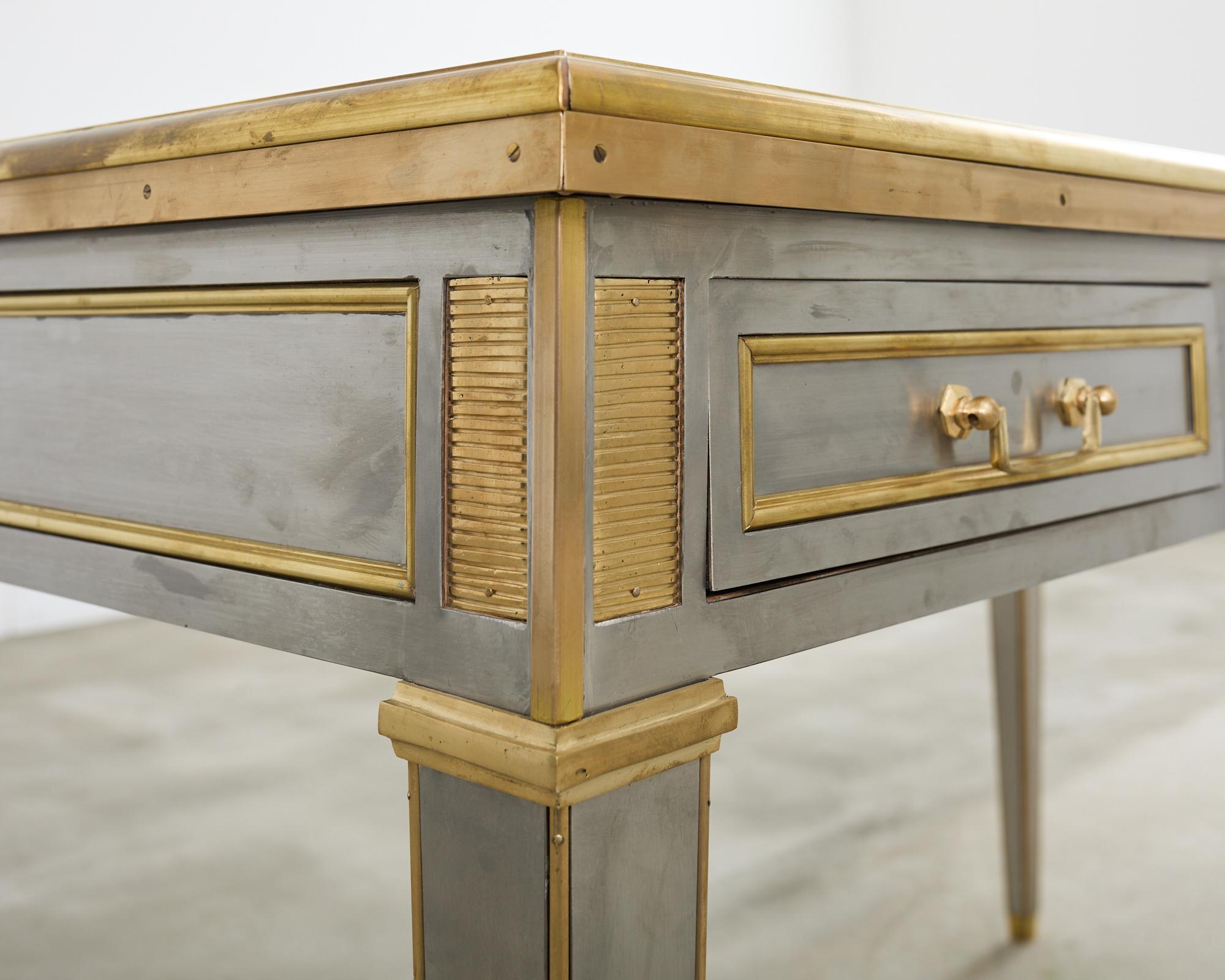 John Vesey Style Steel Bronze Mounted Library Table Desk For Sale 9