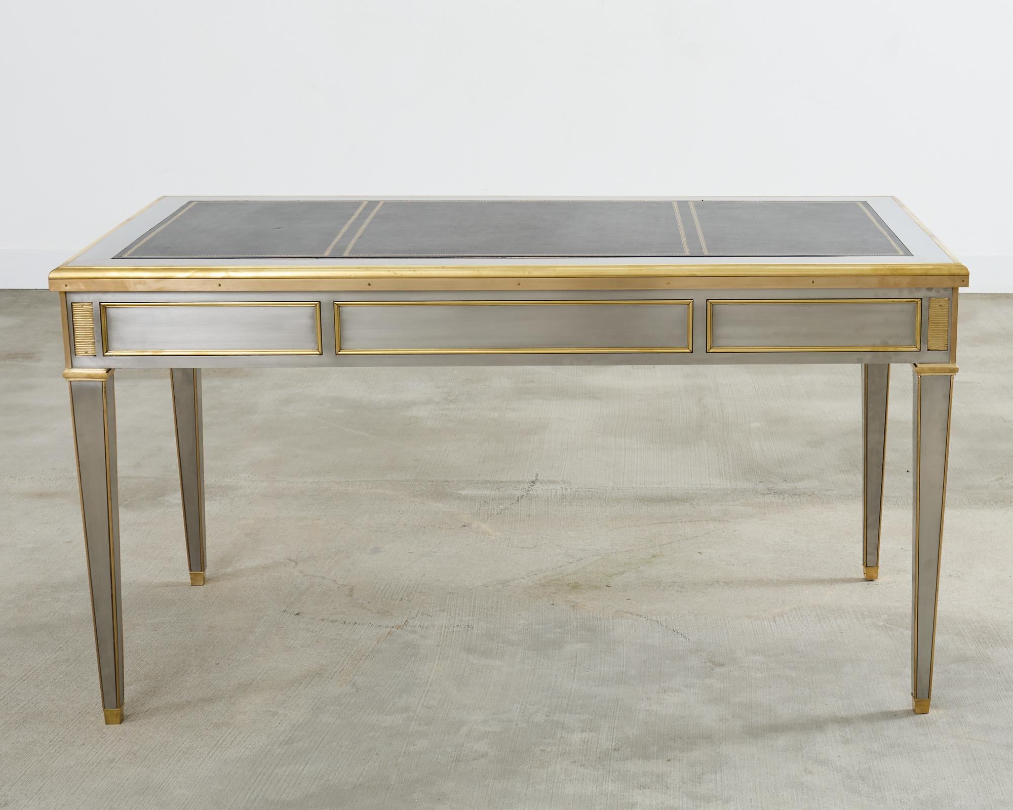 John Vesey Style Steel Bronze Mounted Library Table Desk For Sale 12