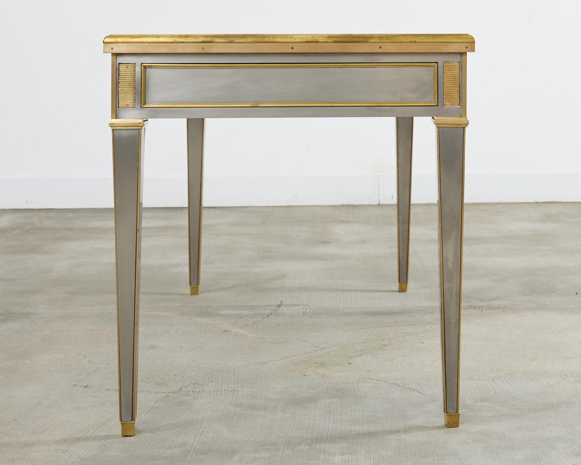 John Vesey Style Steel Bronze Mounted Library Table Desk For Sale 1
