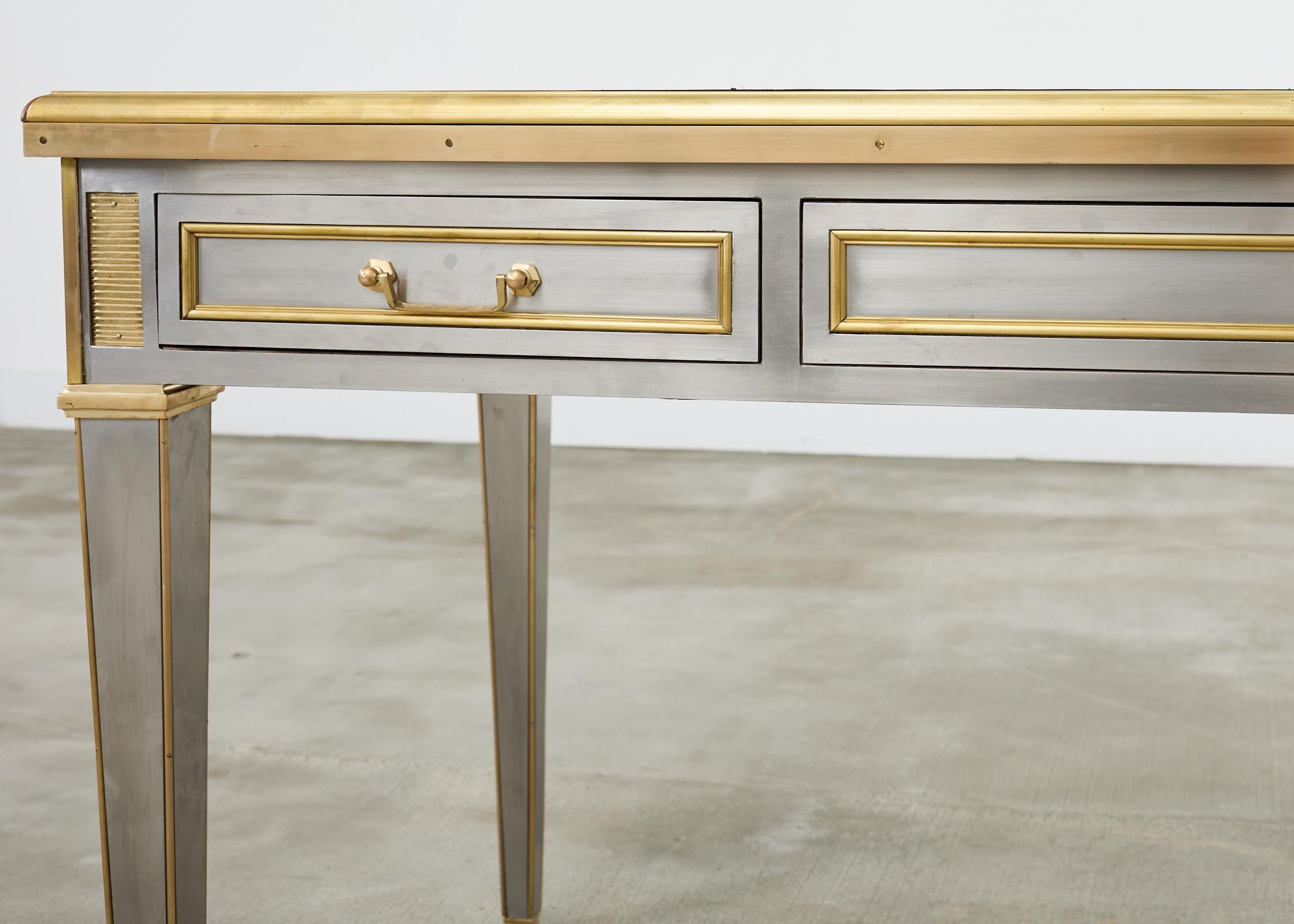 John Vesey Style Steel Bronze Mounted Library Table Desk For Sale 2
