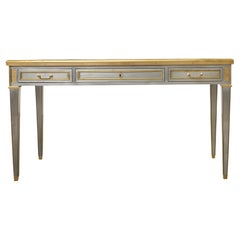 John Vesey Style Steel Bronze Mounted Library Table Desk