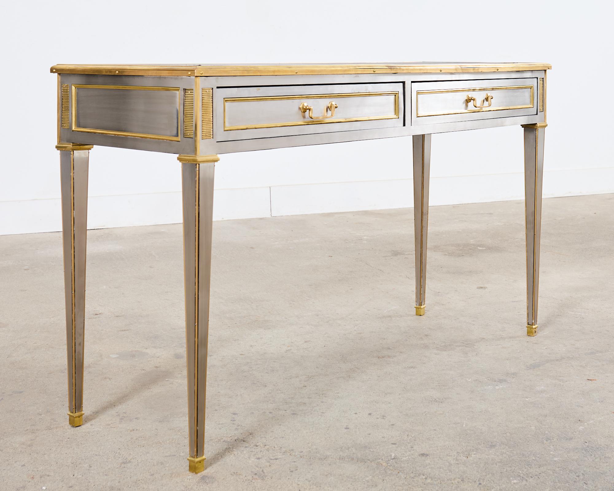 John Vesey Style Steel Bronze Neoclassical Console Desk  For Sale 12