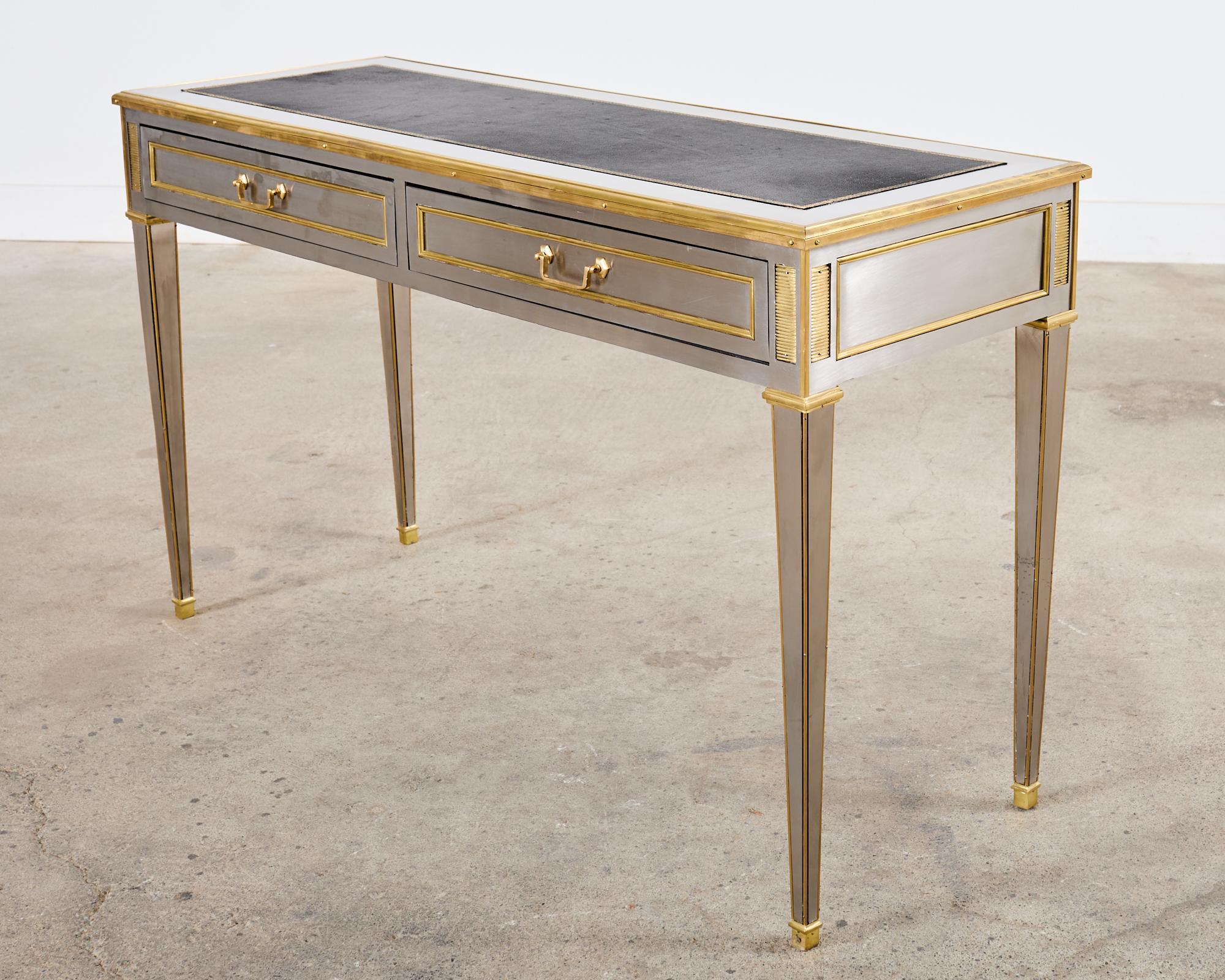 French John Vesey Style Steel Bronze Neoclassical Console Desk  For Sale