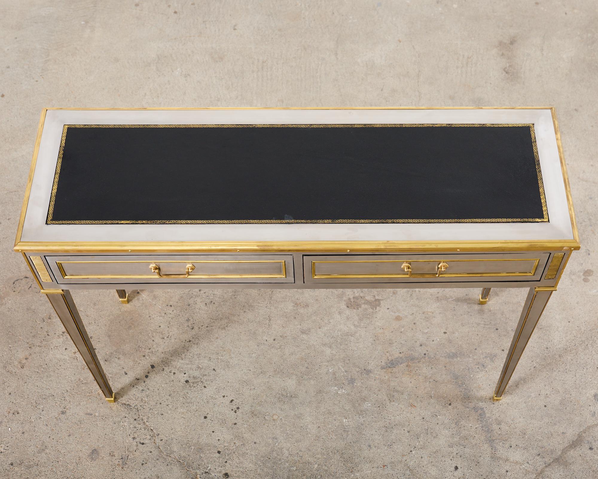 20th Century John Vesey Style Steel Bronze Neoclassical Console Desk