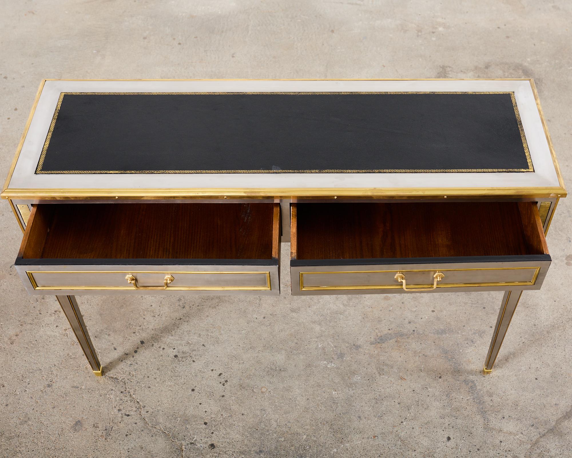John Vesey Style Steel Bronze Neoclassical Console Desk  For Sale 2
