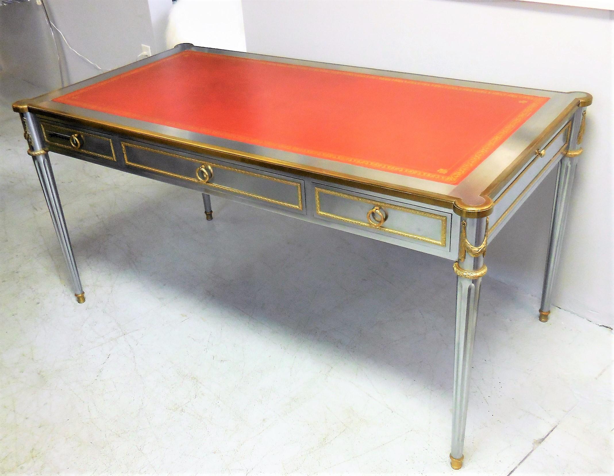 John Vesey V-60 Stainless Steel Bronze and Red Leather Desk, 1960s For Sale 8