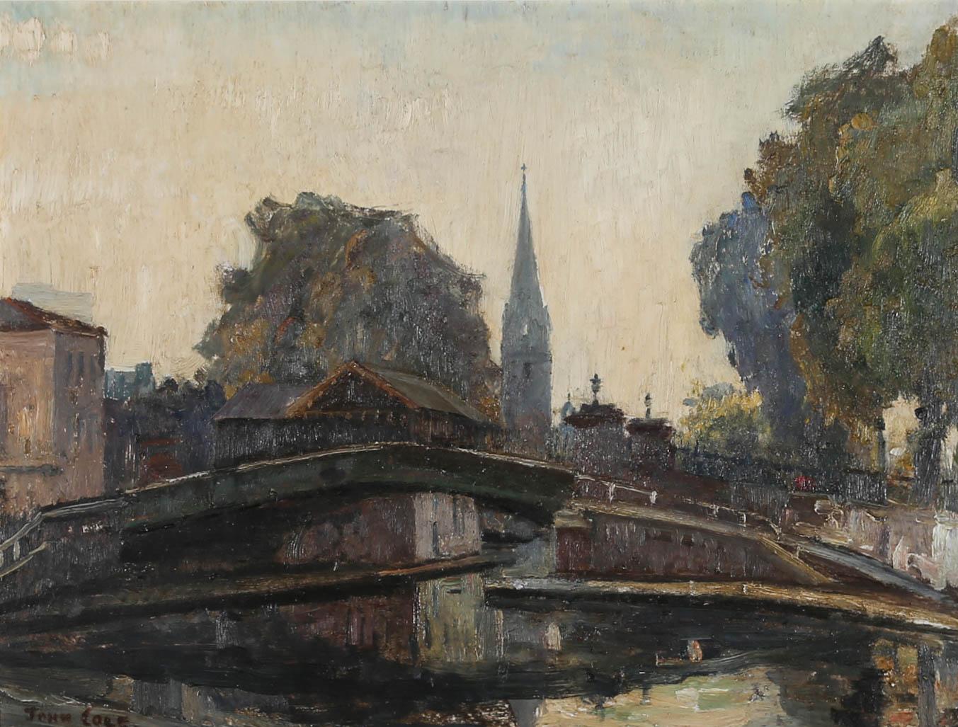 John Vicat Cole (1903-1975) - Óleo de mediados del siglo XX, Puente sobre el canal 1