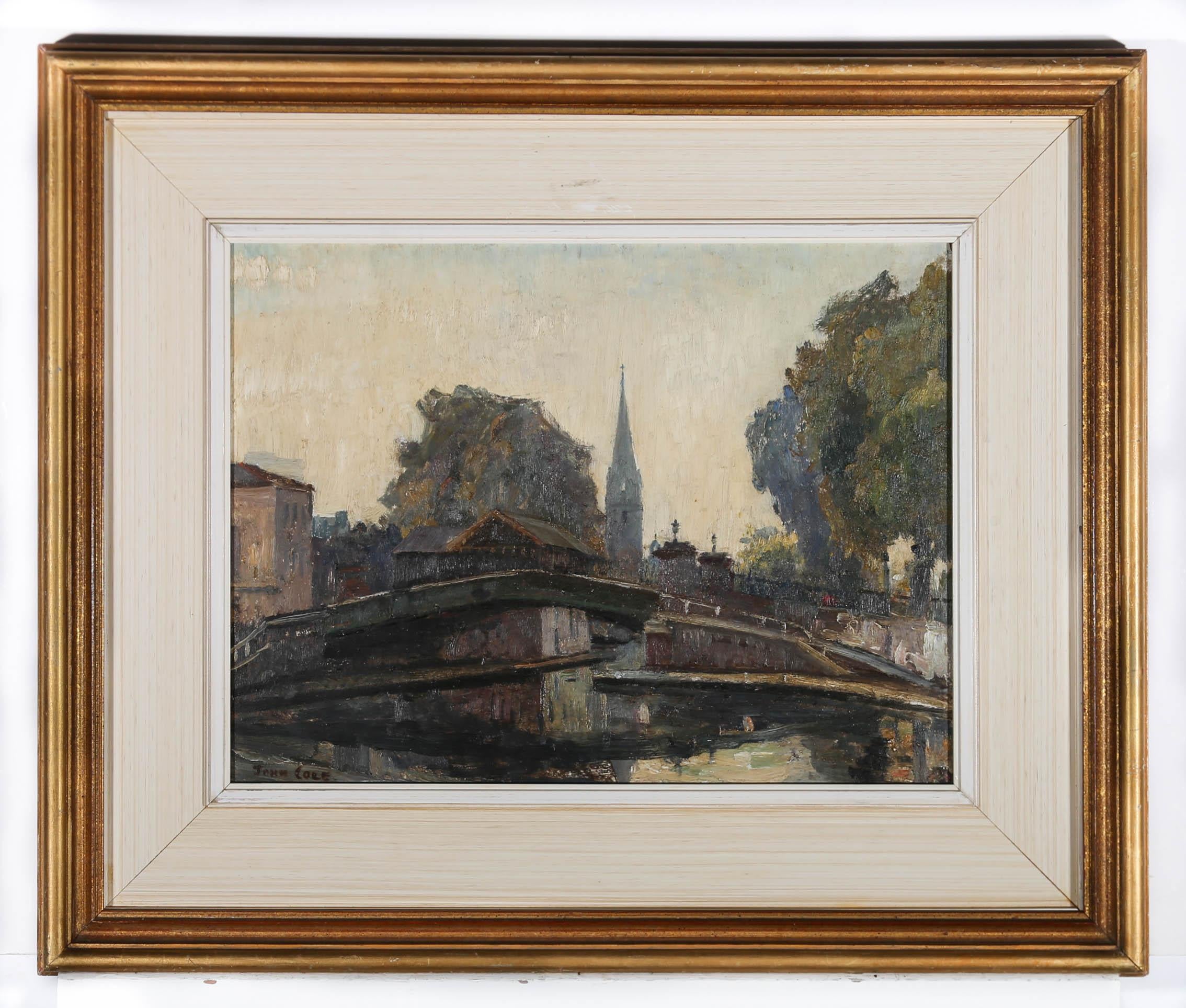 John Vicat Cole (1903-1975) - Óleo de mediados del siglo XX, Puente sobre el canal 2