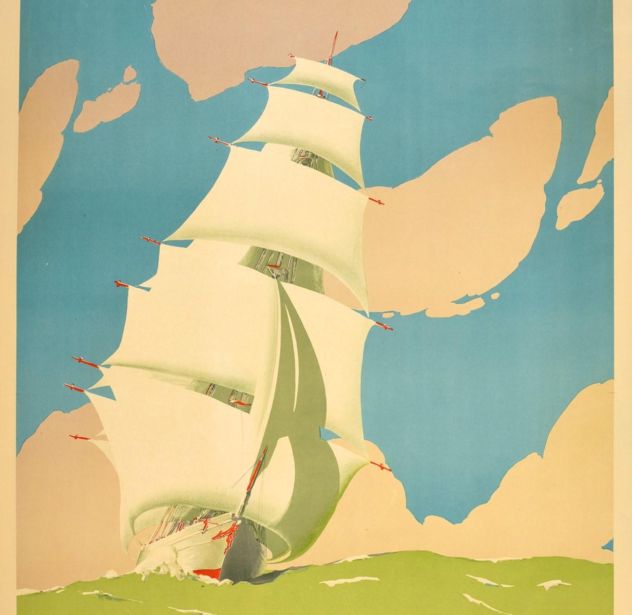 Original Vintage Poster Australia Victorian Melbourne Sydney Festival Tall Ship - Print by John Vickery