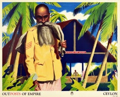 Original Vintage Poster Outposts Of Empire Ceylon General Post Office Sri Lanka