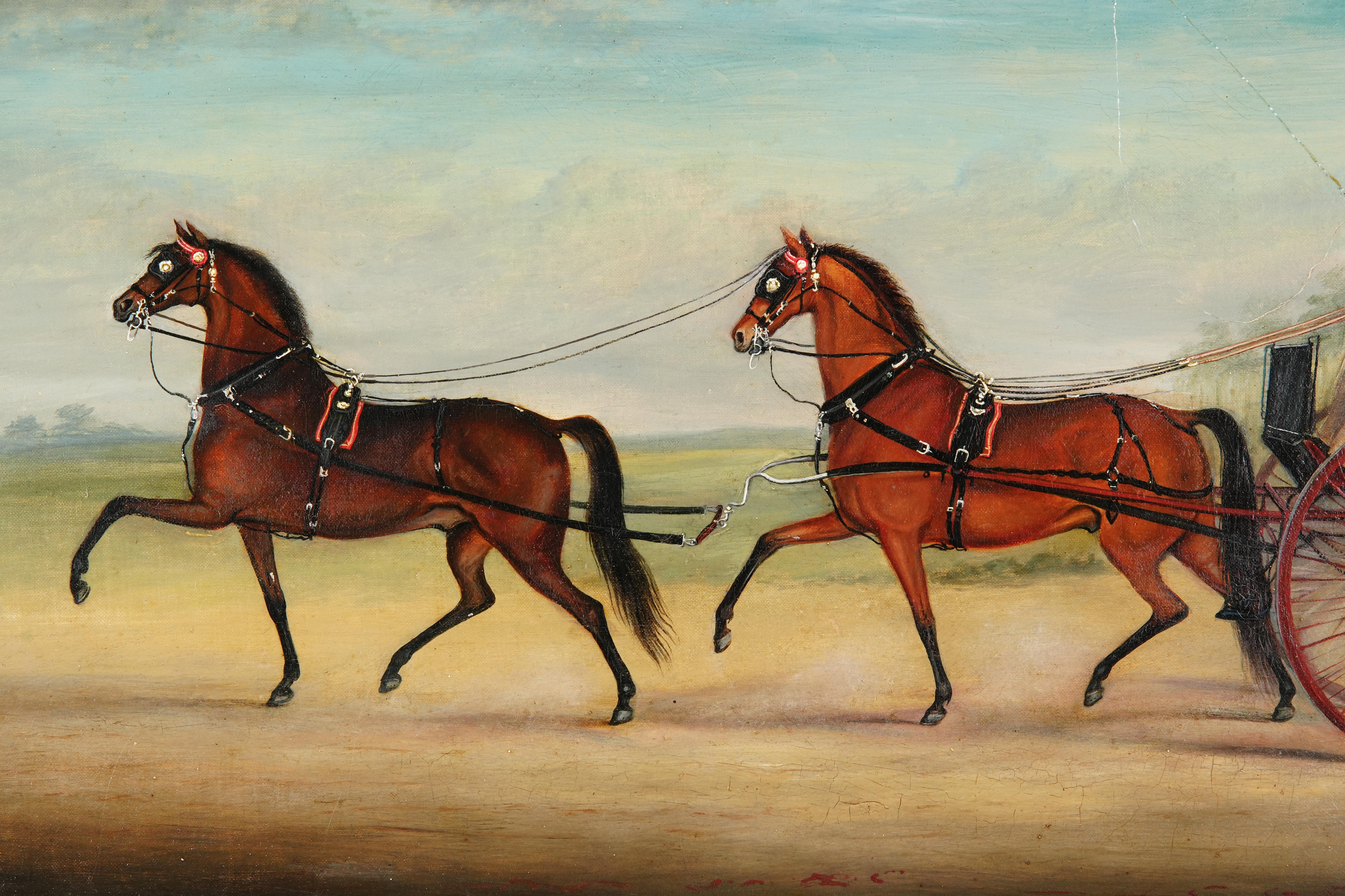 cheval et attelage, scène de campagne, huile ancienne, par John Vine de Colchester - Maîtres anciens Painting par john vine of colchester