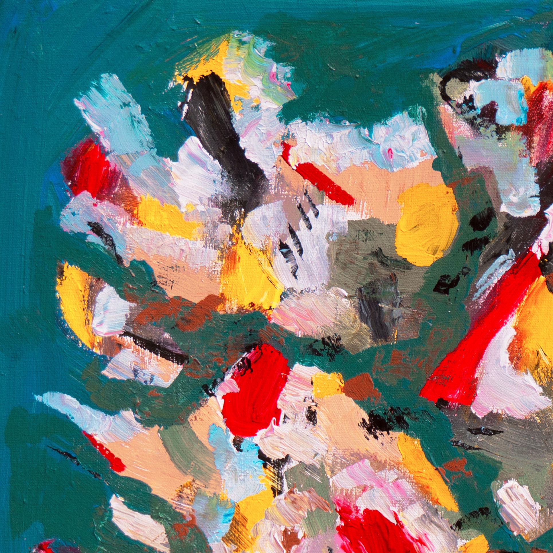 'Astratto in zafferano e tormalina', New York School, WPA - Abstract Painting Blu di John von Wicht