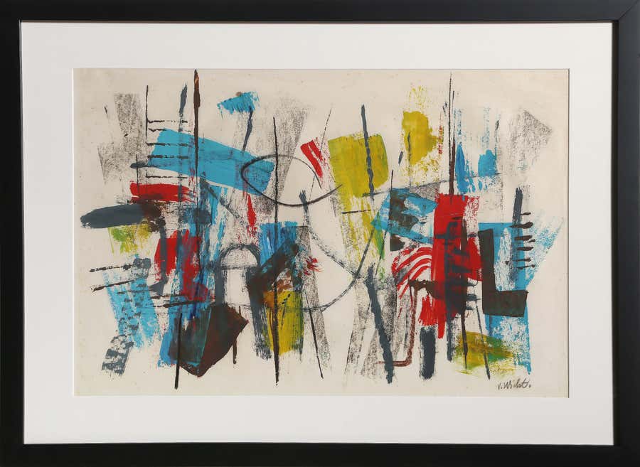 Harbor Party, Modern Gouache by John von Wicht
