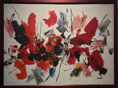 Vintage Red's Moving abstract oil painting by John von Wicht
