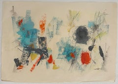 Abstract Expressionist Gouache Oil Painting on Paper John Von Wicht WPA Artist