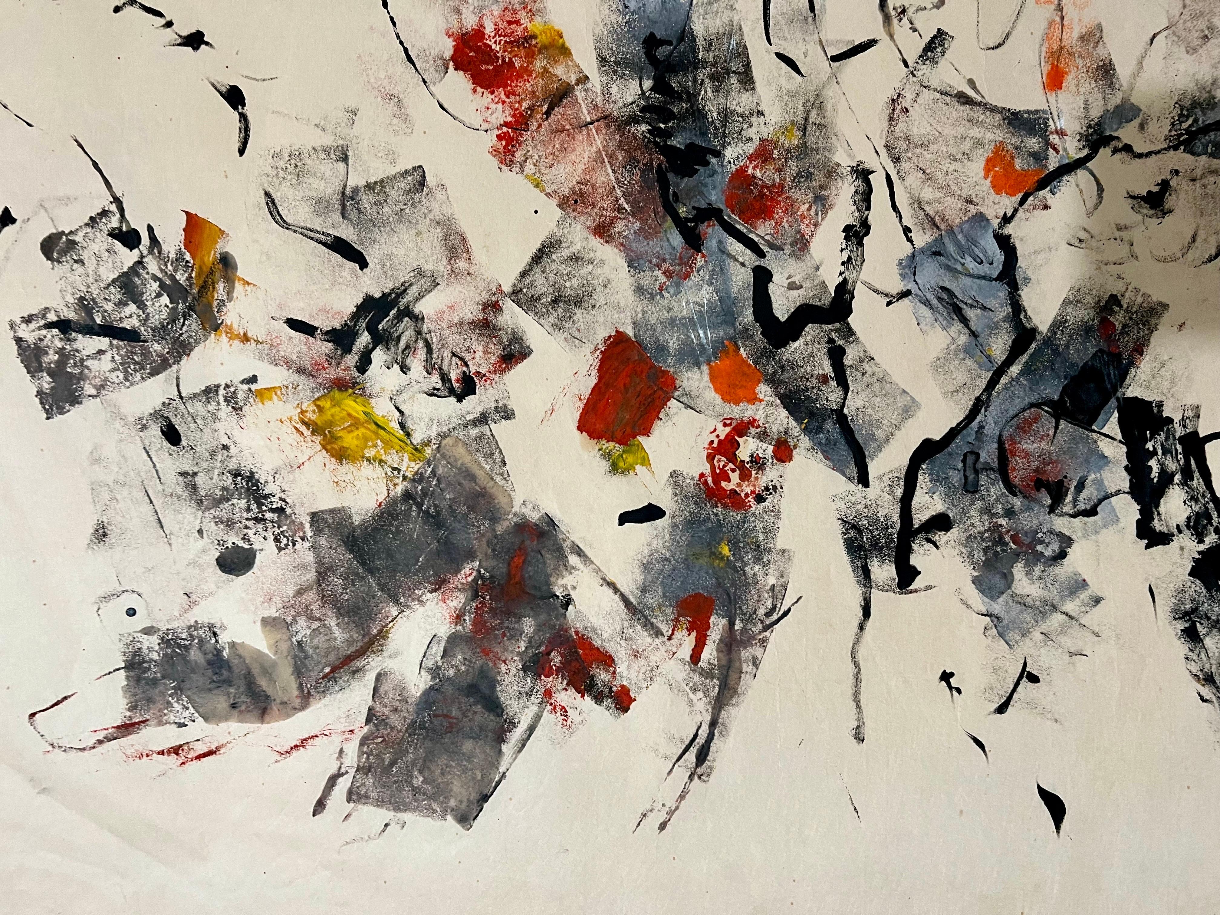 Großes abstrakt-expressionistisches Ölgemälde auf Reispapier, Modernist John Von Wicht, John Von Wicht im Angebot 6