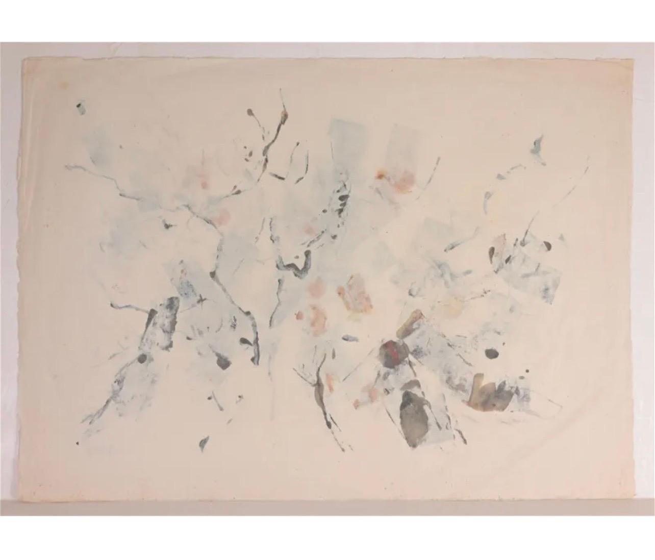 Grande peinture à l'huile expressionniste abstraite sur papier de riz moderniste John Von Wicht en vente 10