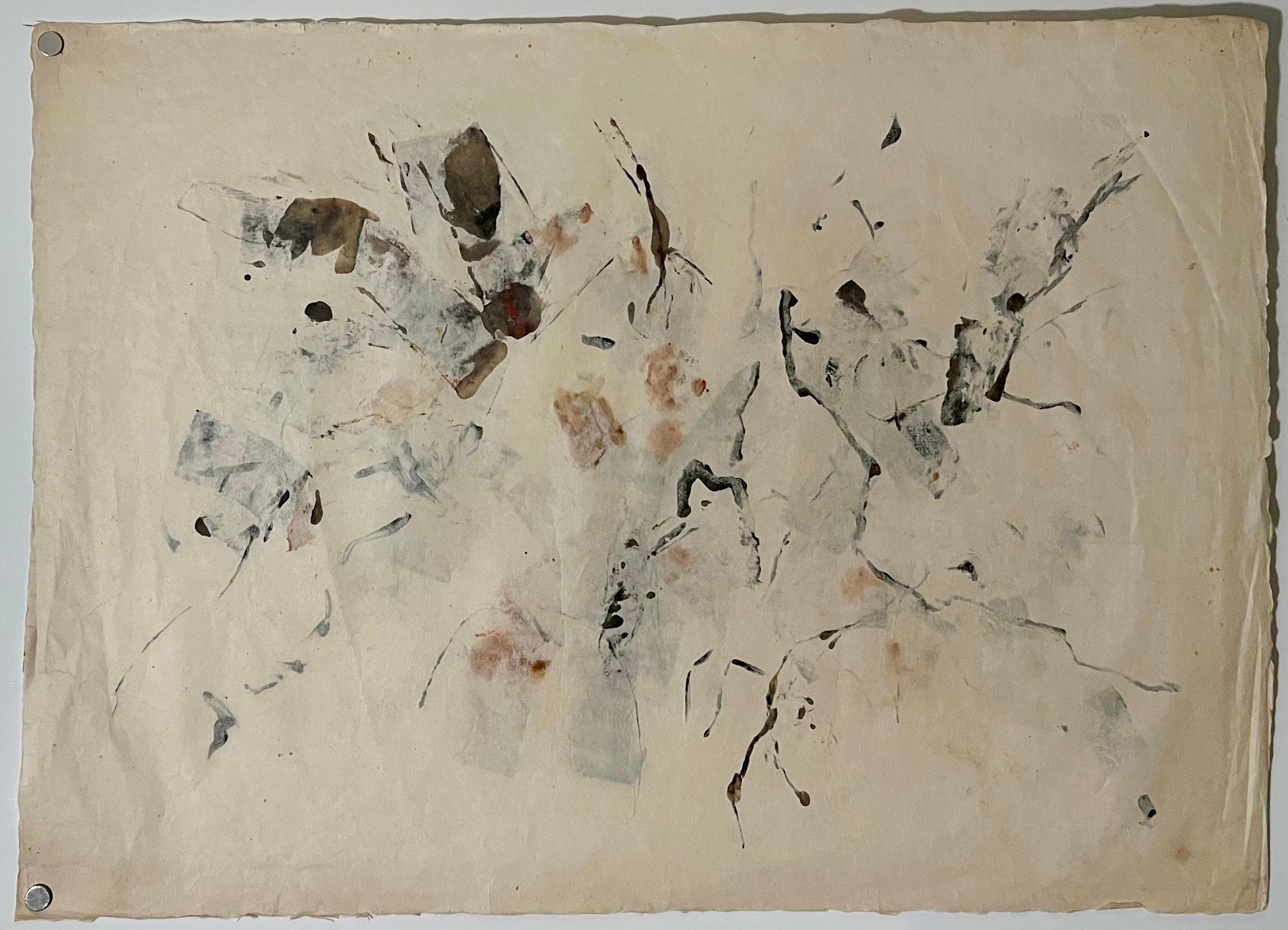 Grande peinture à l'huile expressionniste abstraite sur papier de riz moderniste John Von Wicht en vente 2