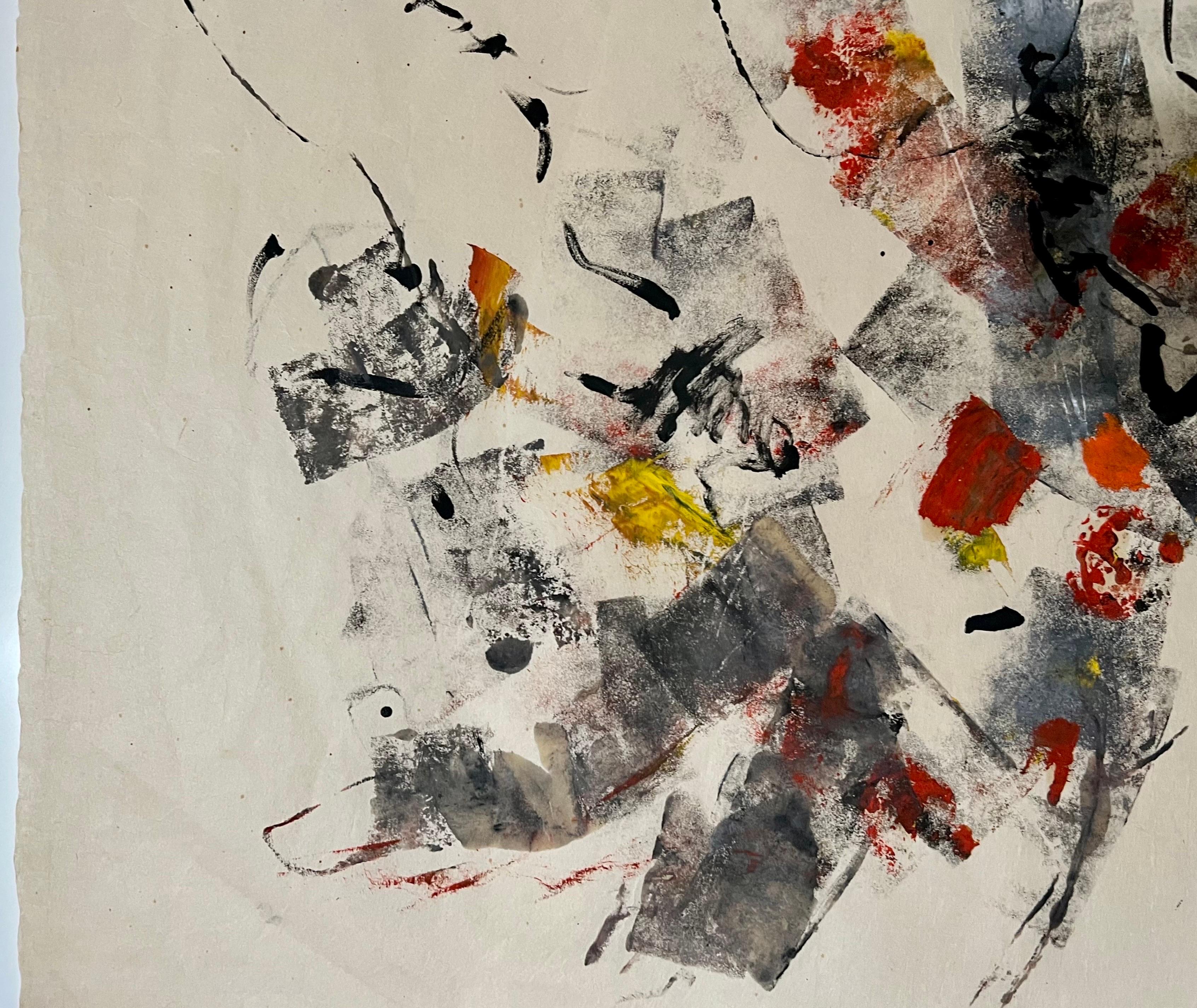Großes abstrakt-expressionistisches Ölgemälde auf Reispapier, Modernist John Von Wicht, John Von Wicht im Angebot 5