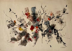 Großes abstrakt-expressionistisches Ölgemälde auf Reispapier, Modernist John Von Wicht, John Von Wicht