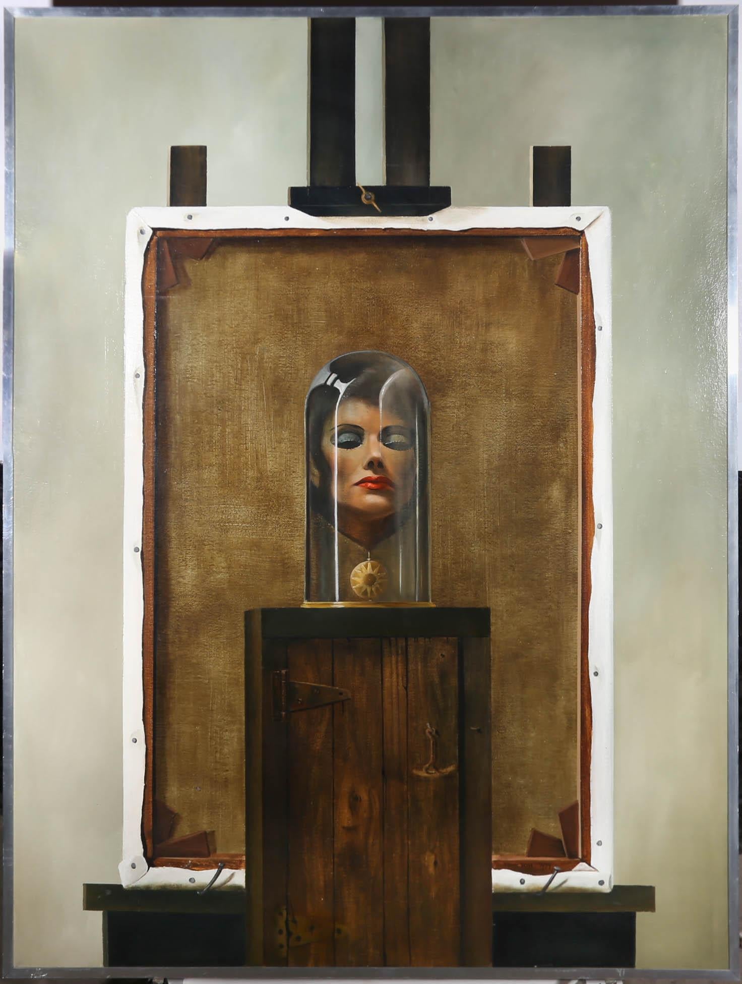 John Voss Portrait Painting - John Voss - Very Large 1979 Sur - Very Large 1979 Surrealist Oil, The Glass Dome