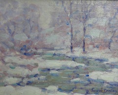 Winter Whispers Landscape Oil Painting by John W Bentley American Impressionist
