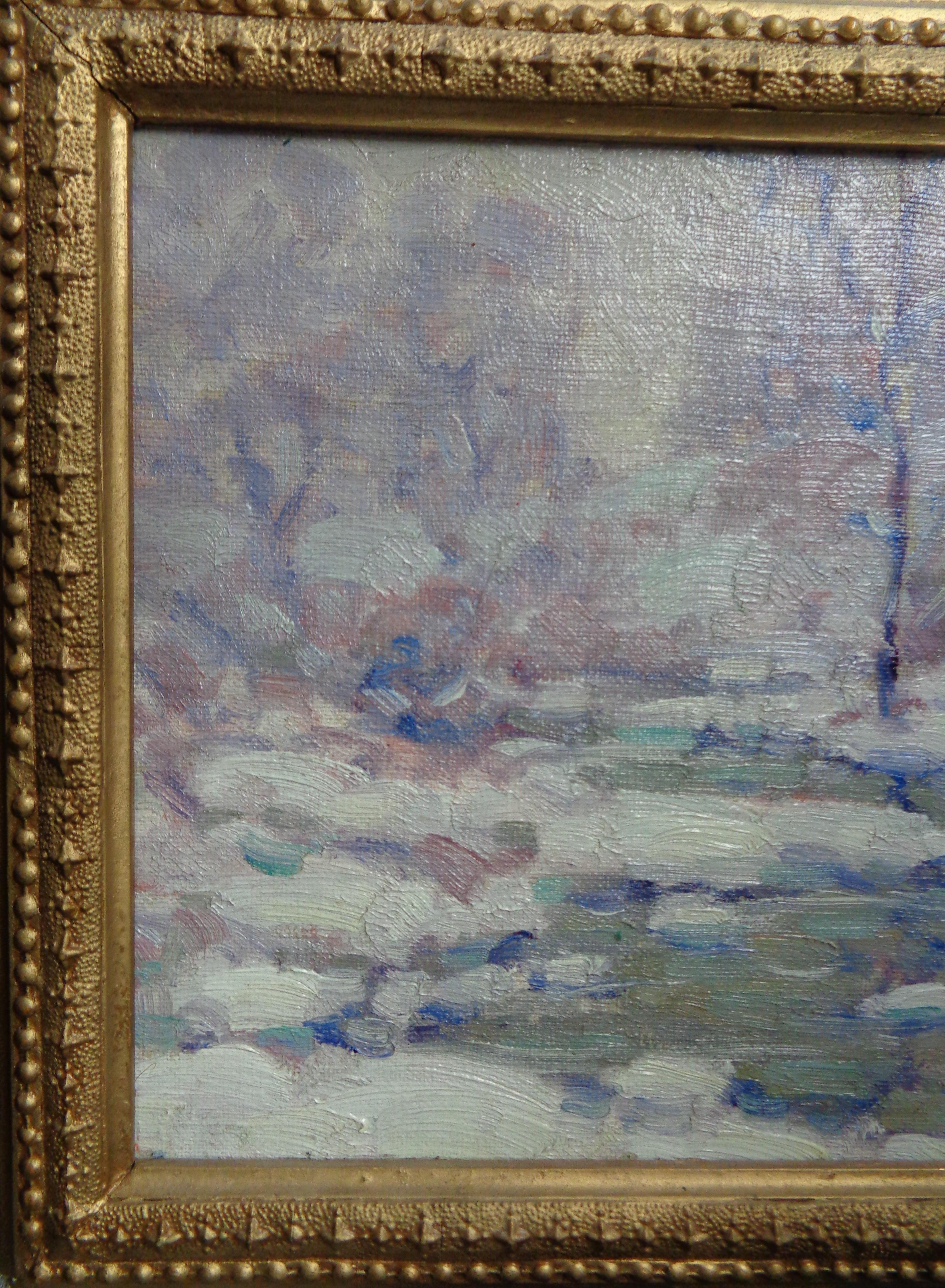 Winter Whispers Landscape Oil Painting by John W Bentley American Impressionist 2