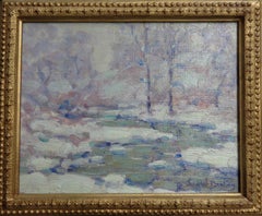 Winter Whispers Landscape Oil Painting by John W Bentley American Impressionist
