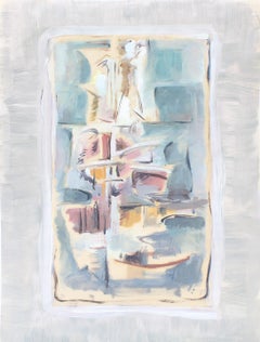 John Hatch American Cubist Abstract Oil Painting 1950's Mid C Fantastic Color