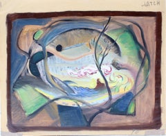 John Hatch American Cubist Abstract Oil Painting 1950's Mid C Fantasy Abstract
