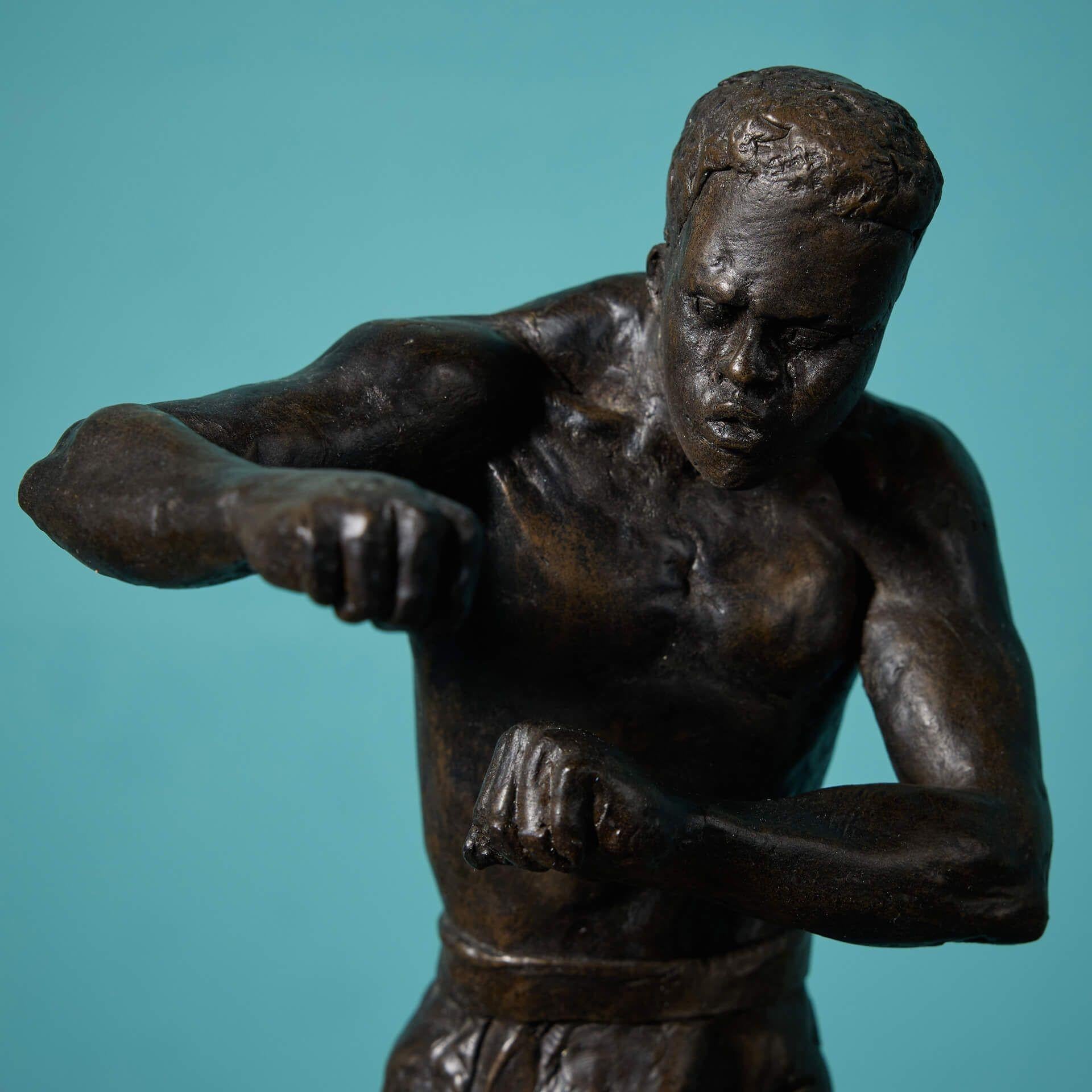 Mid-Century Modern John W. Mills (1933-2023) 'Boxer #1’ Cold Cast Bronze Sculpture For Sale