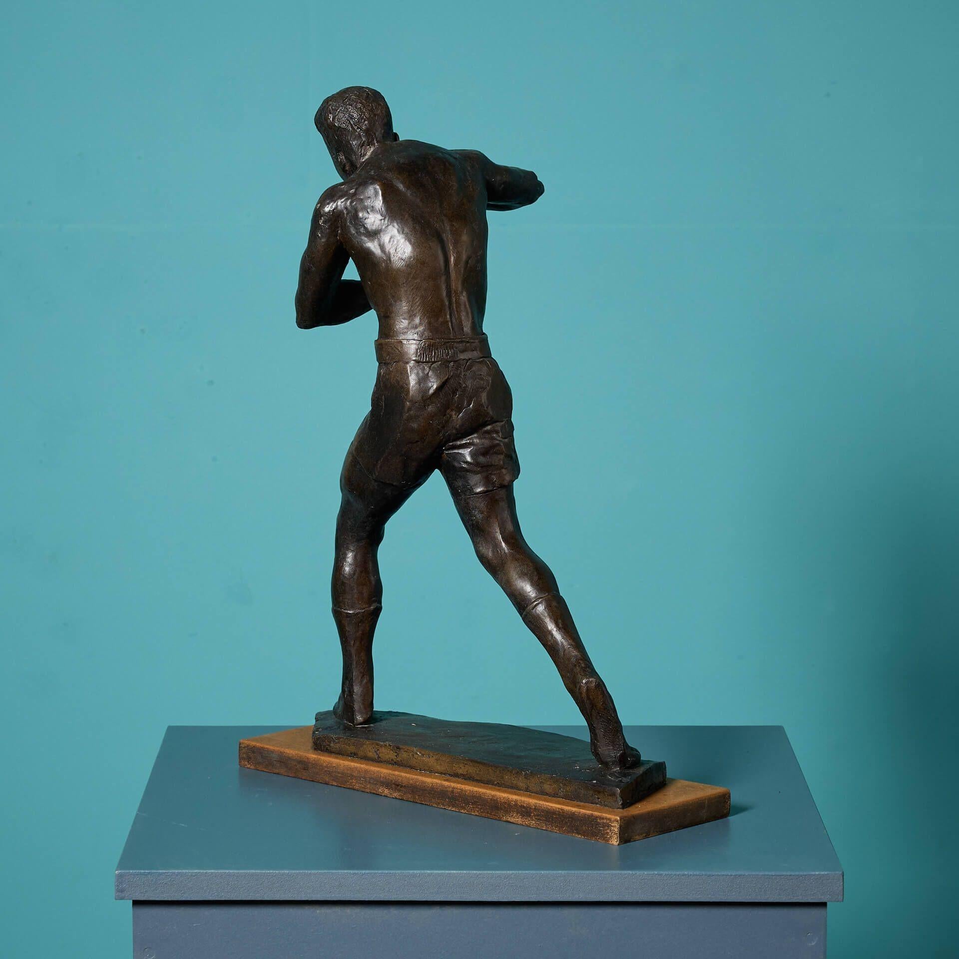 John W. Mills (1933-2023) 'Boxer #1’ Cold Cast Bronze Sculpture In Fair Condition For Sale In Wormelow, Herefordshire