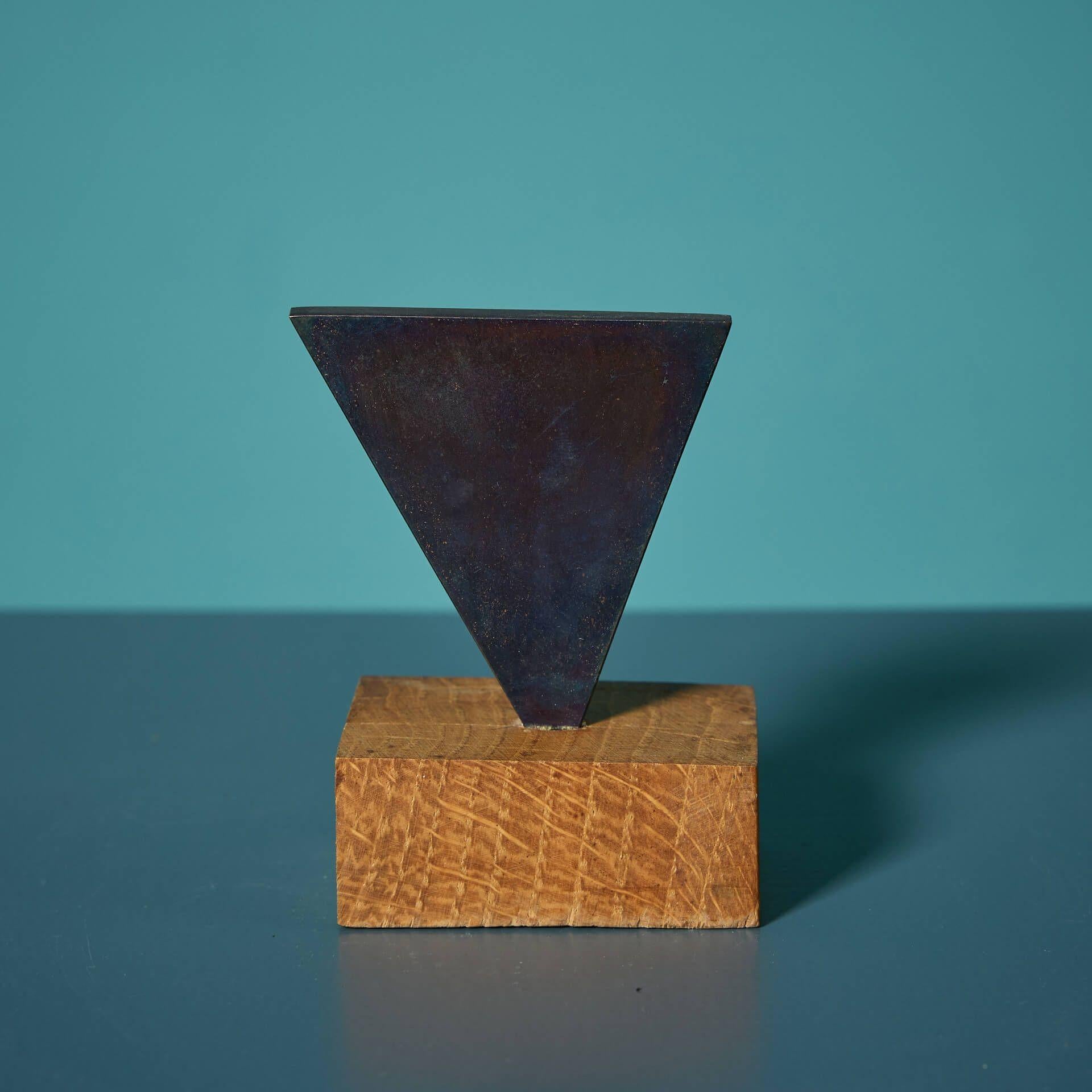 English John W. Mills (1933-2023) Bronze Mounted Triangular Plaque For Sale