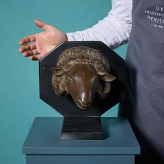 John W. Mills (1933-2023) Mounted Bronze Sheep Head Sculpture