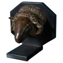 John W. Mills (1933-2023) Mounted Bronze Sheep Head Sculpture