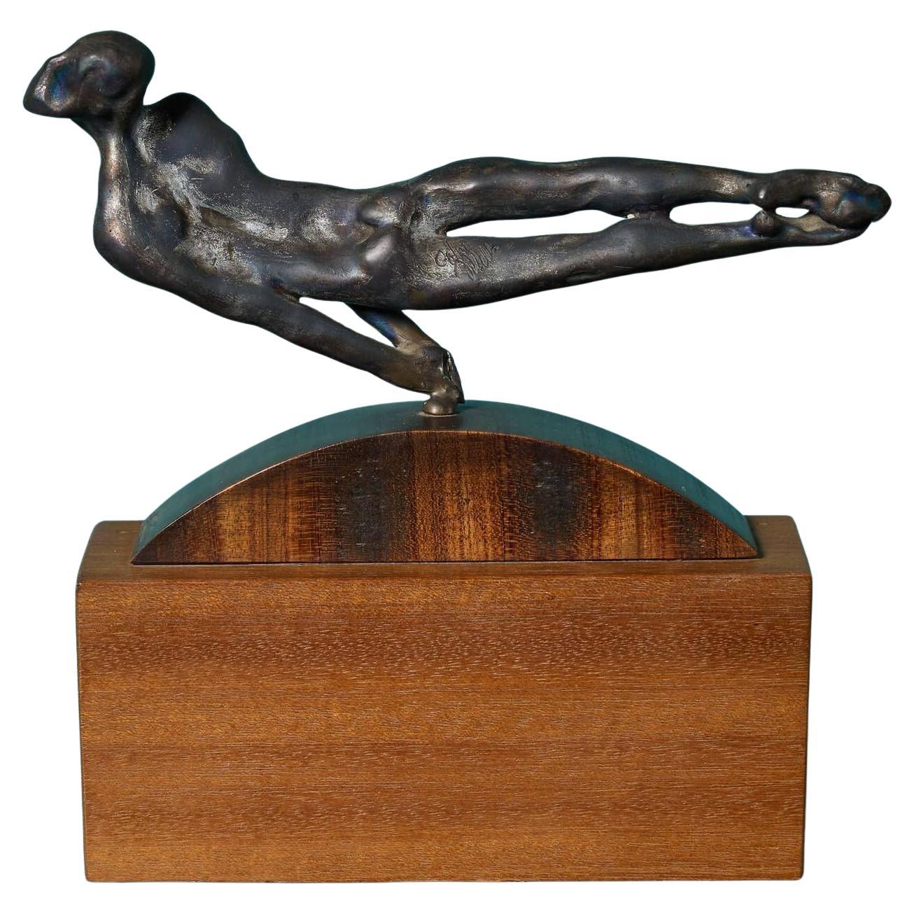 John W. Mills (1933-2023) 'Pommel Horse' Figurative Bronze Sculpture
