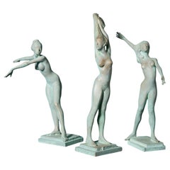 John W. Mills (1933-2023) Set of 3 Female Dancer Sculptures