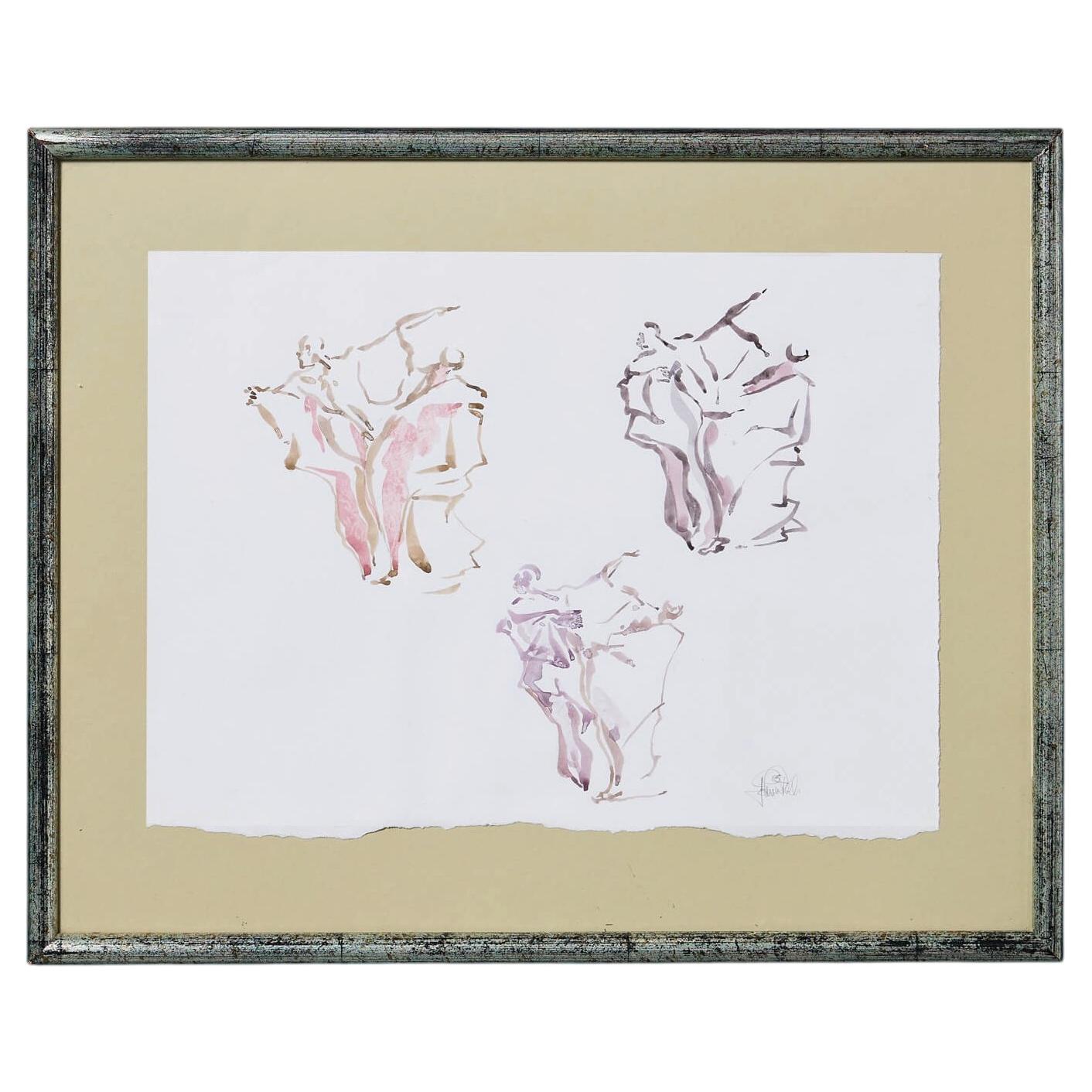 John W. Mills (1933-2023) ‘Studies For Three Kings’ Framed Watercolour On Paper