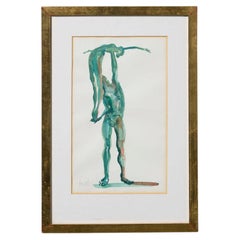 John W. Mills (1933-2023) “Study For Close Affection”, acquerello incorniciato
